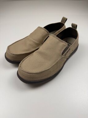Crocs Walu Slip On Casual Comfort Canvas Shoes Tan 11270 Men's 11